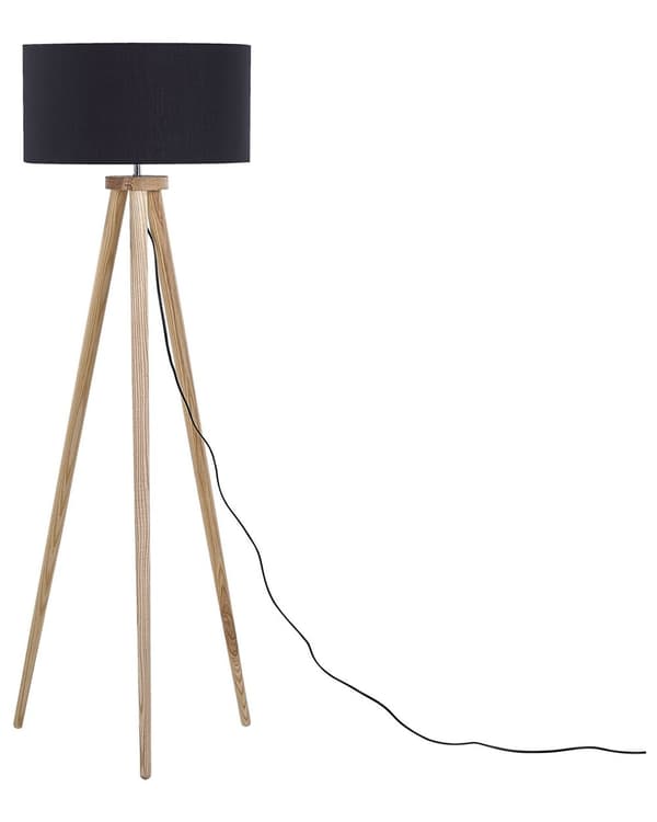 Golvlampa Svart Ljus Ek 142 cm Rund Stativ Modern Lampskärm