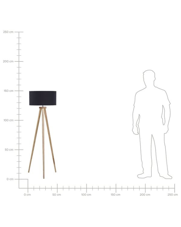 Golvlampa Svart Ljus Ek 142 cm Rund Stativ Modern Lampskärm