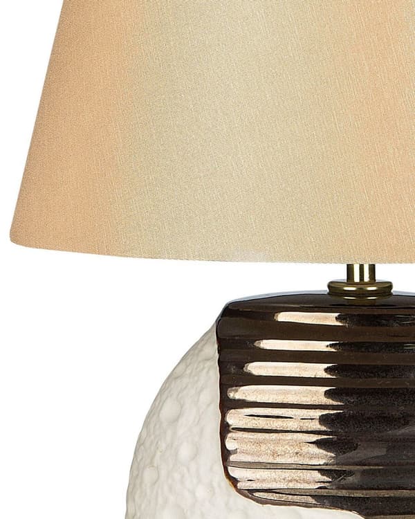 Bordslampa Koppar Beige Keramik Tyg Trumskärm Sänglampa Nattlampa
