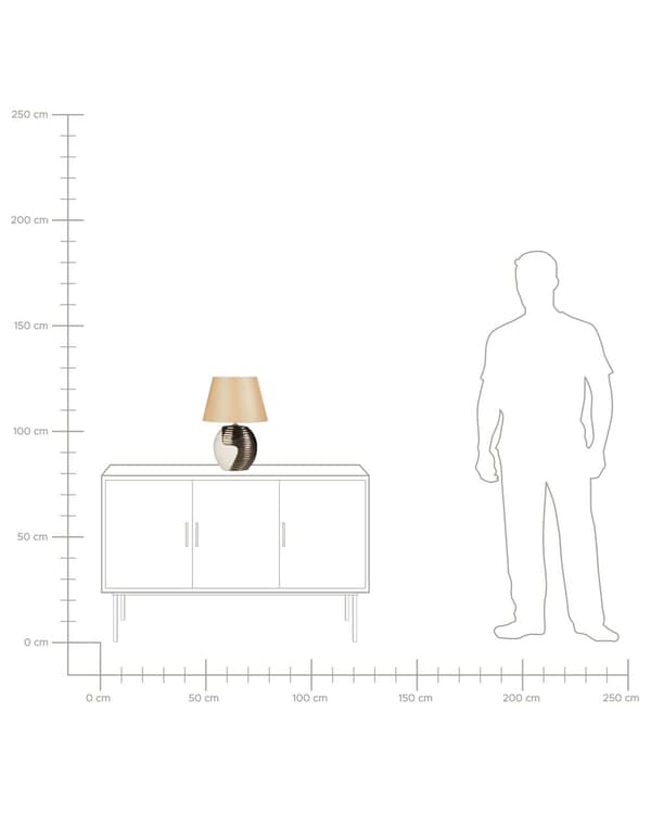 Bordslampa Koppar Beige Keramik Tyg Trumskärm Sänglampa Nattlampa