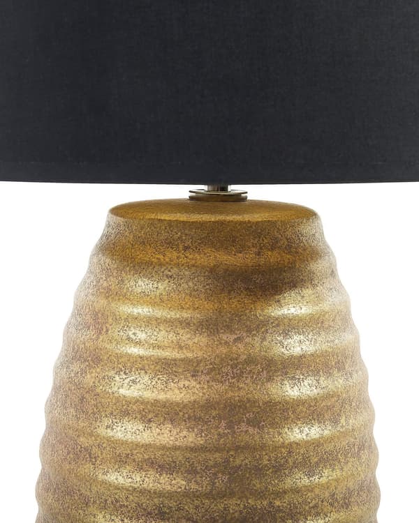 Bordslampa Guld Keramik Svart Tyg Konformad Skärm Sänglampa