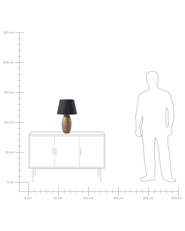 Bordslampa Guld Keramik Svart Tyg Konformad Skärm Sänglampa