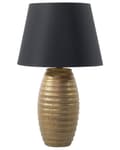 Miniatyrbild 1 av 6: Bordslampa Guld Keramik Svart Tyg Konformad Skärm Sänglampa