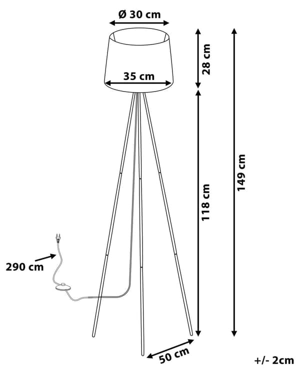 Golvlampa Stående Vit Polykott Metallben 149 cm Klassisk Skandinavisk Stil