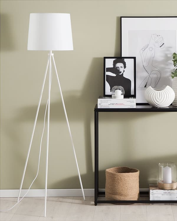 Golvlampa Stående Vit Polykott Metallben 149 cm Klassisk Skandinavisk Stil