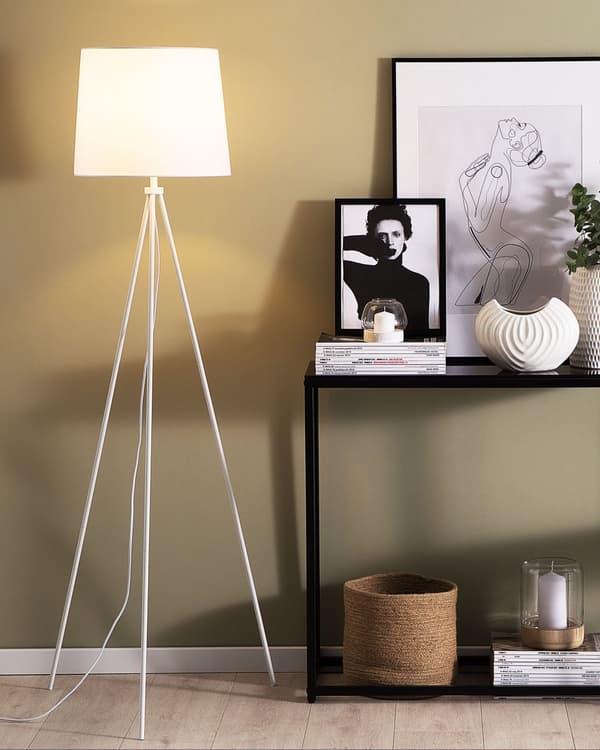 Golvlampa Stående Vit Polykott Metallben 149 cm Klassisk Skandinavisk Stil