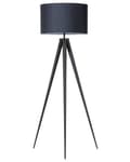 Miniatyrbild 1 av 8: Stående Golvlampa Svart Stativ Cylindrisk Lampskärm