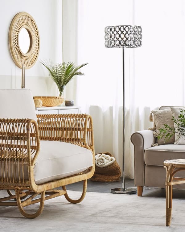 Golvlampa Stående Silvermetall Dekorativa Kristaller Oval Lampskärm Modernt Glam Sovrum Vardagsrum