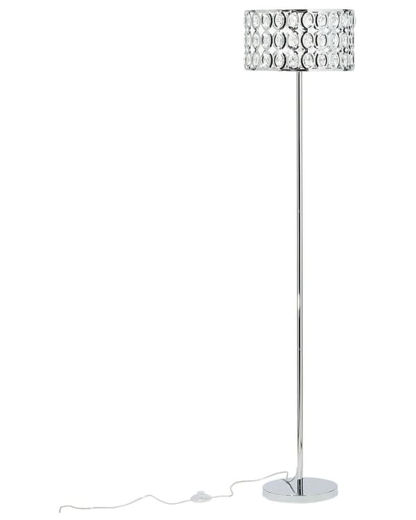 Golvlampa Stående Silvermetall Dekorativa Kristaller Oval Lampskärm Modernt Glam Sovrum Vardagsrum