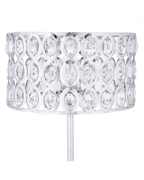 Golvlampa Stående Silvermetall Dekorativa Kristaller Oval Lampskärm Modernt Glam Sovrum Vardagsrum