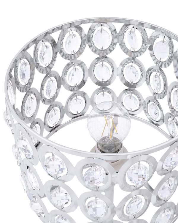 Bordslampa Silvermetall Dekorativa Kristaller Modern Lampskärm