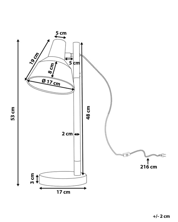 Bordslampa Vitt Ljus Trä Justerbar Metall