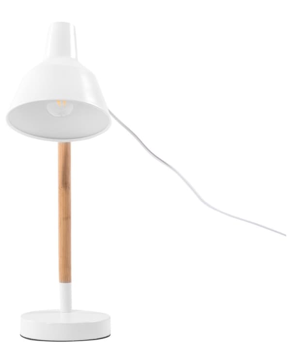 Bordslampa Vitt Ljus Trä Justerbar Metall