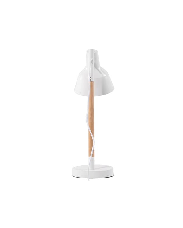 Bordslampa Vitt Ljus Trä Justerbar Metall