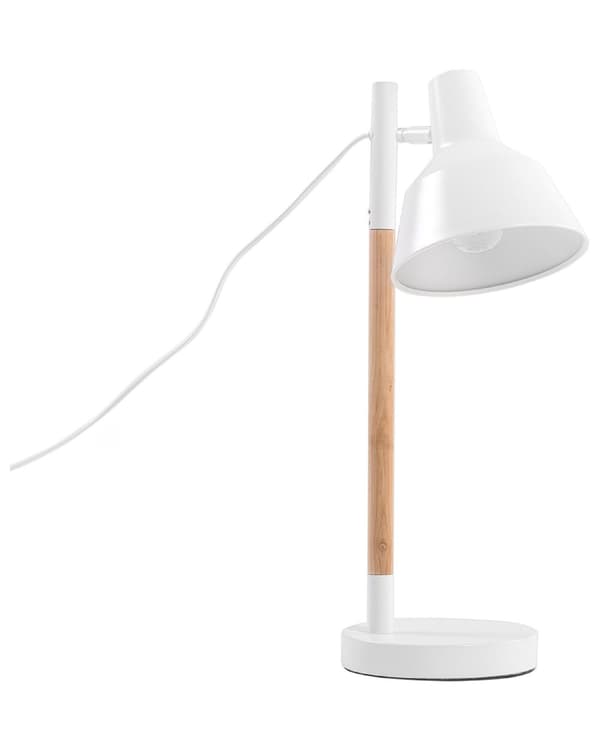 Bordslampa Vitt Ljus Trä Justerbar Metall