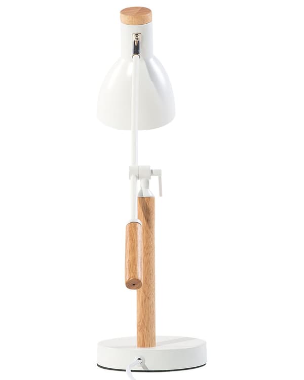 Bordslampa i Vitt Ljus Trä Justerbar Metall Lampskärm