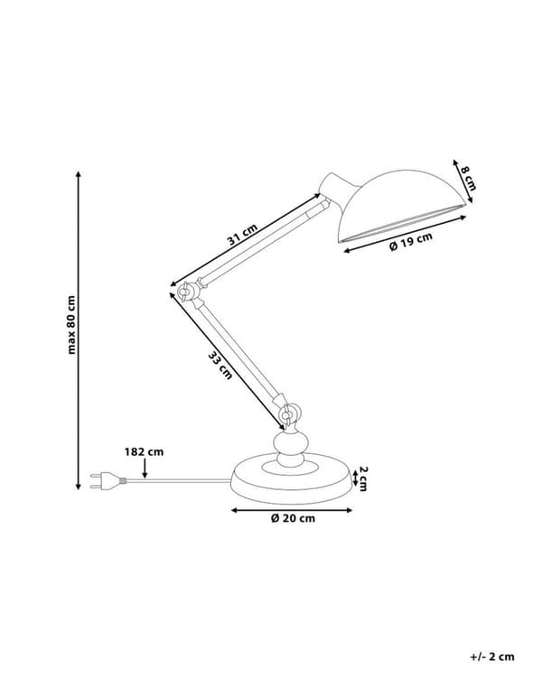 Bordslampa Vit Metall Justerbar Modern Lampskärm