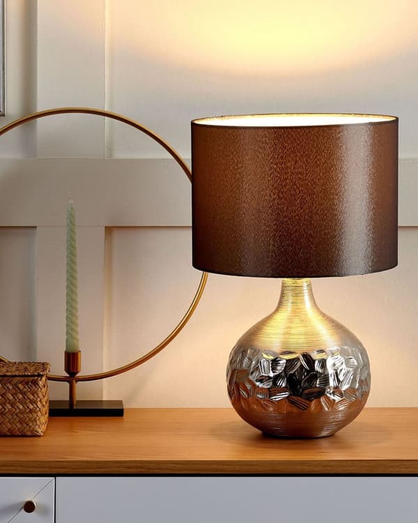 Bordslampa Silver 43 cm Dekorativ Porslin Glamourbas