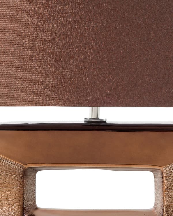 Bordslampa i Brunt och Kopparmetall 42 cm Fyrkantig Modern Dekorativ Lampskärm