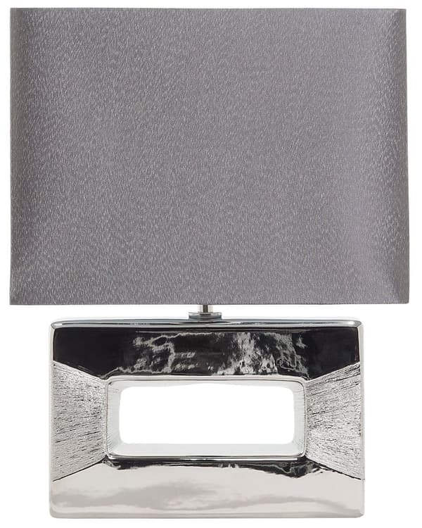 Bordslampa i Brunt och Silvermetall 42 cm Fyrkantig Modern Dekorativ Lampskärm