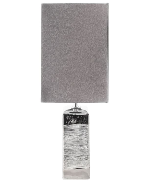 Bordslampa i Brunt och Silvermetall 42 cm Fyrkantig Modern Dekorativ Lampskärm