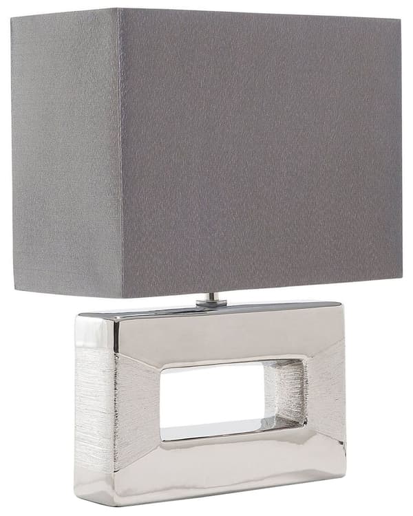 Bordslampa i Brunt och Silvermetall 42 cm Fyrkantig Modern Dekorativ Lampskärm