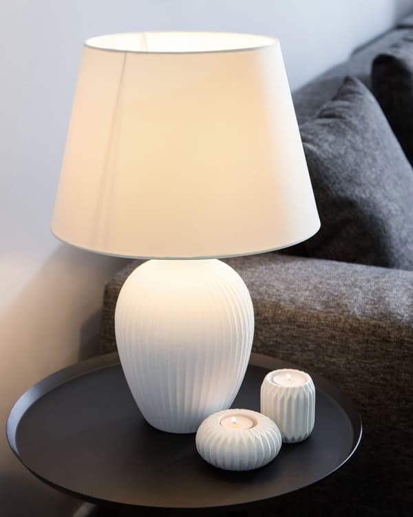 Bordslampa Vit Keramik 52 cm Matt Ribbad Retro