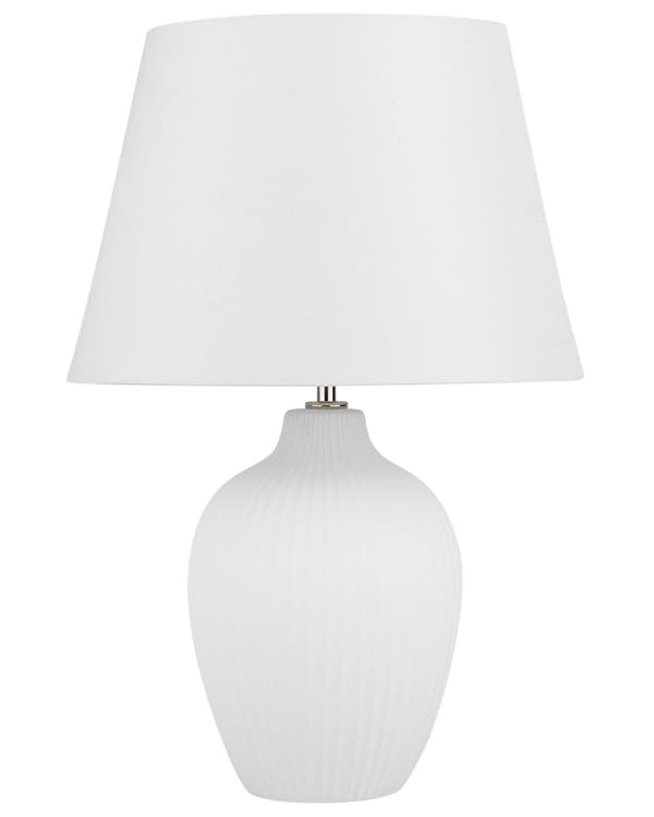 Bordslampa Vit Keramik 52 cm Matt Ribbad Retro