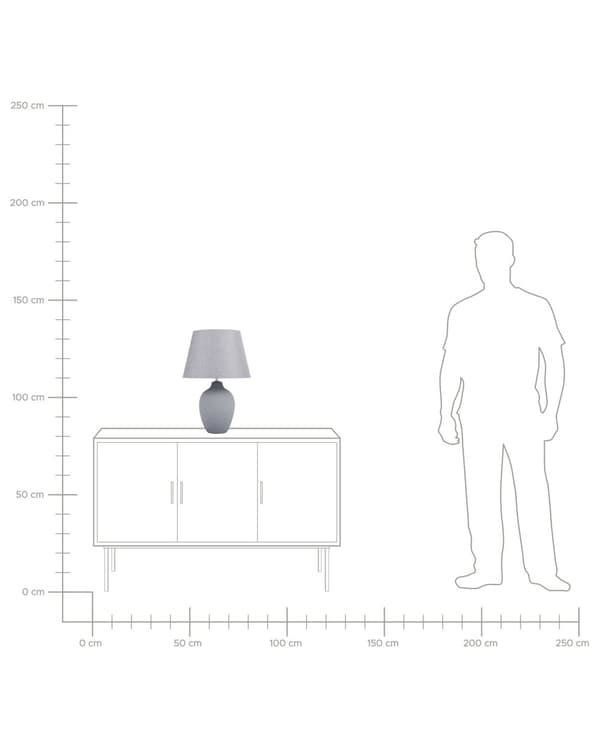 Bordslampa Grå Keramik 52 cm Matt Ribbad Retro