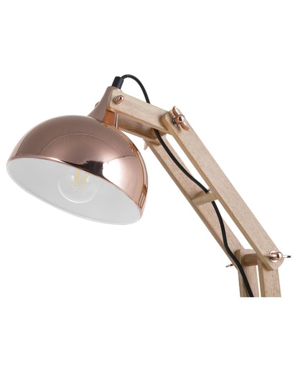 Bordslampa Koppar Trä Justerbar Arm Lampskärm i Metall Modern Glans