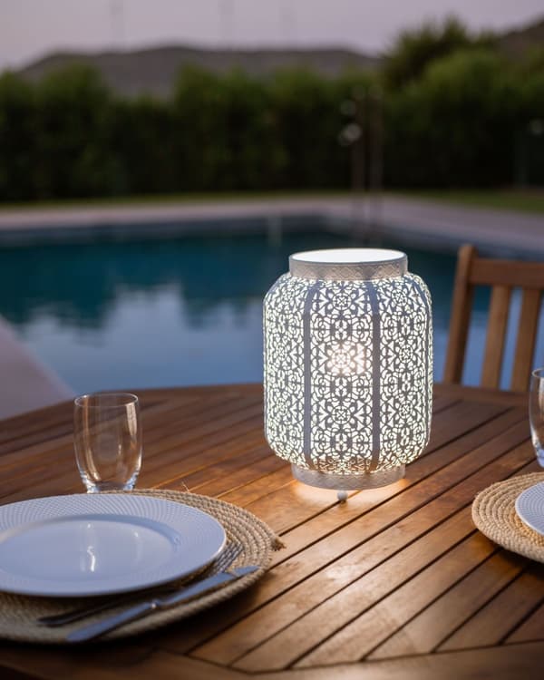 Bordslampa Metall Vit 27 cm Marockansk Filigran Oriental