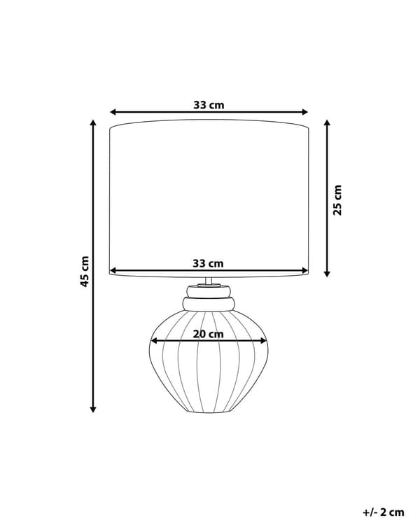 Bordslampa Vit Keramik Högglansad Ribbad Bas