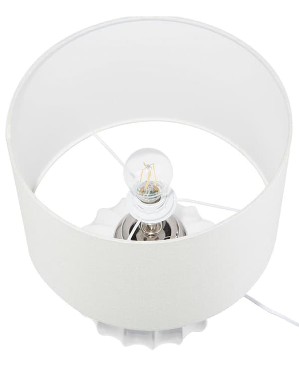 Bordslampa Vit Keramik Högglansad Ribbad Bas