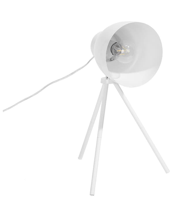 Bordslampa i Vitt Rund Lampskärm Metall Lampfot