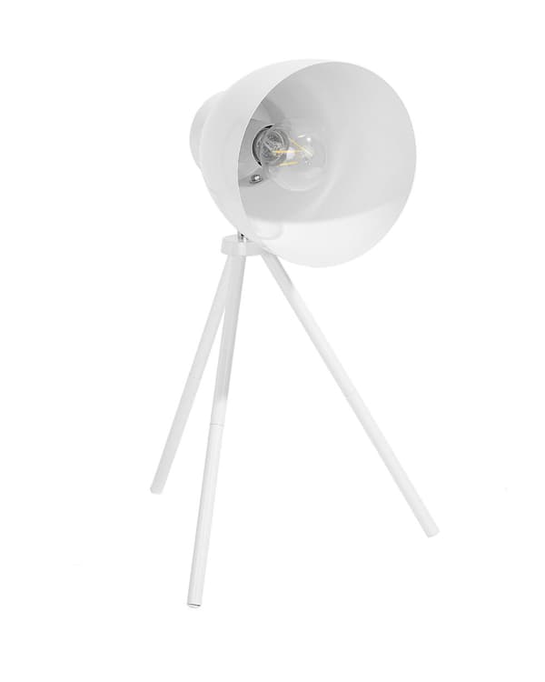 Bordslampa i Vitt Rund Lampskärm Metall Lampfot