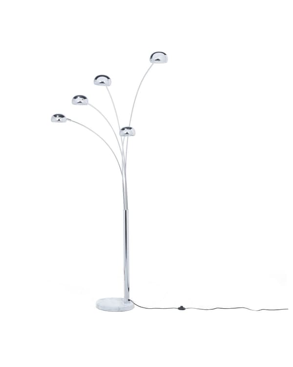 Golvlampa Silvermetall 210 cm 5-lampa Justerbara Lampskärmar Moderna