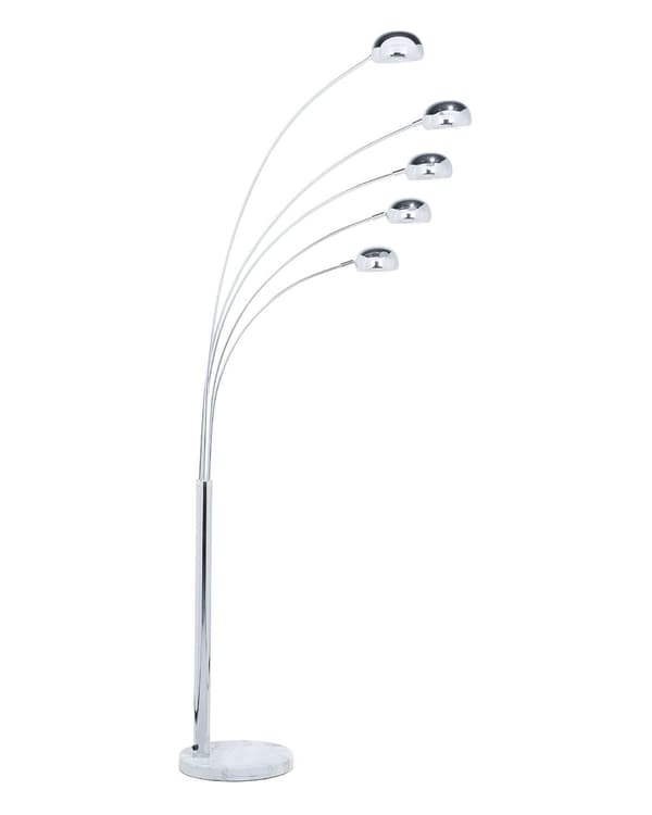 Golvlampa Silvermetall 210 cm 5-lampa Justerbara Lampskärmar Moderna