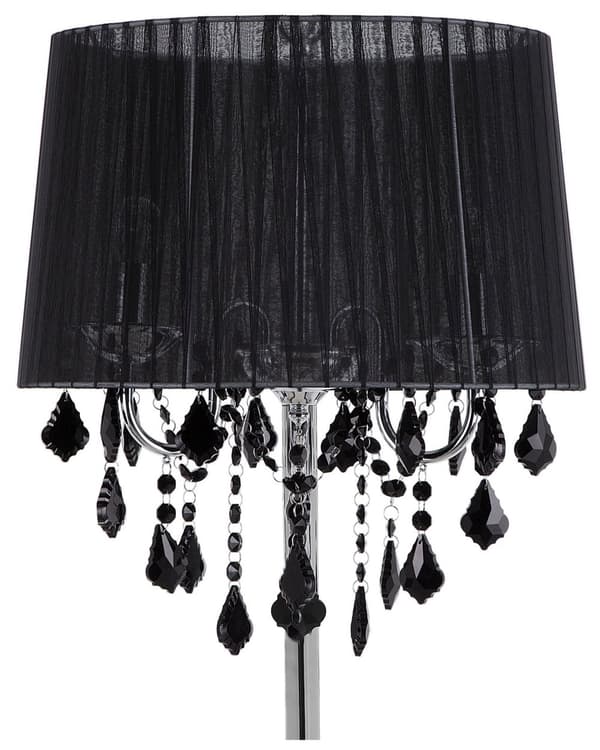 Golvlampa Svart Metall Runda Kristaller Klassisk Lampskärm