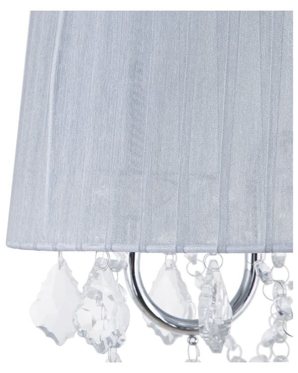 Golvlampa Ljusgrå Metall Runda Kristaller Klassisk Lampskärm
