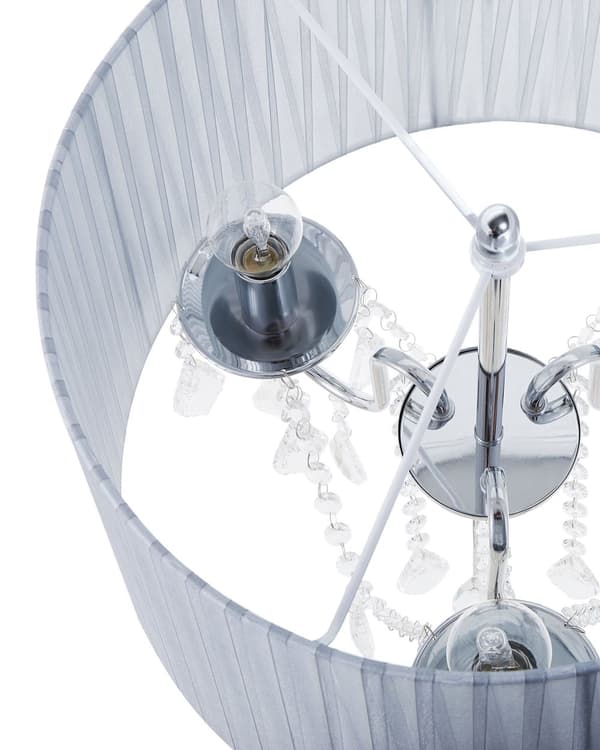 Golvlampa Ljusgrå Metall Runda Kristaller Klassisk Lampskärm