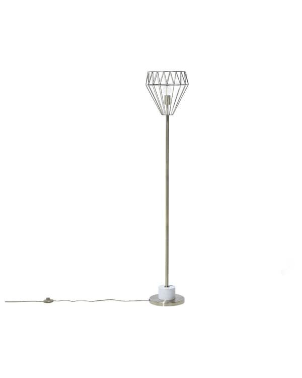 Modern Golvlampa av Metall med en Lampskärm av Mässing