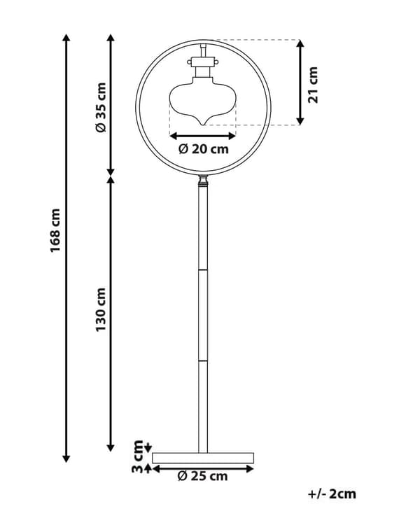 Golvlampa Guldmetall 165 cm Stor Lampskärmsram Klassisk