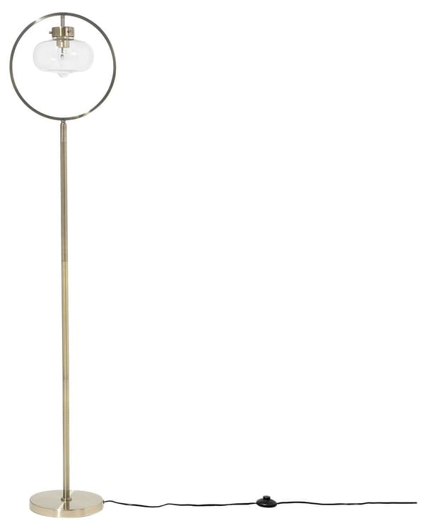 Golvlampa Guldmetall 165 cm Stor Lampskärmsram Klassisk