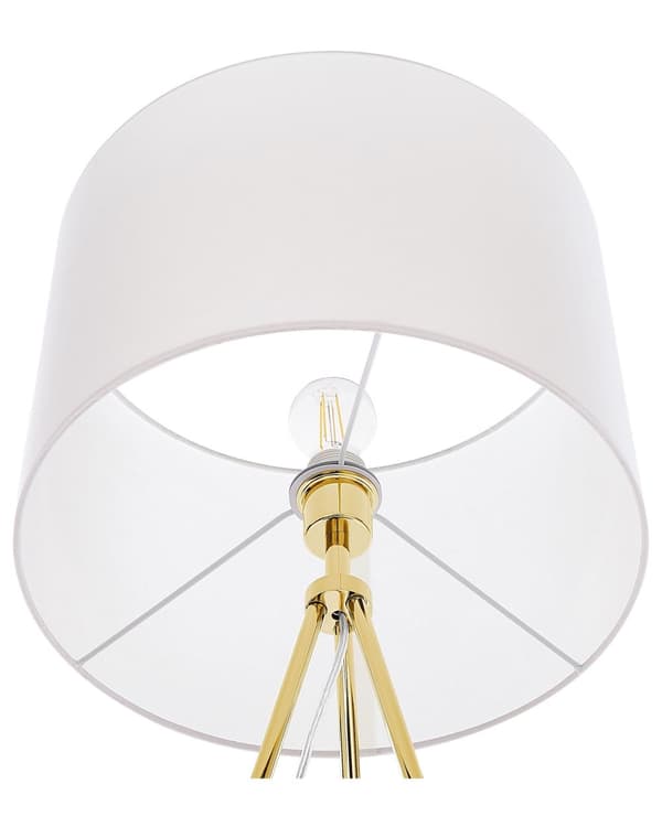 Vit/Guld Stående Lampa Rund Stativskärm Metallben Modern