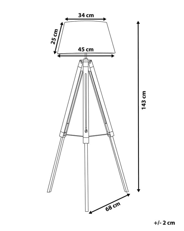 Golvlampa Svart Lampskärm Träben 143 cm Stativ Modernt Sovrum Vardagsrum