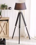 Miniatyrbild 4 av 8: Golvlampa Svart Lampskärm Träben 143 cm Stativ Modernt Sovrum Vardagsrum