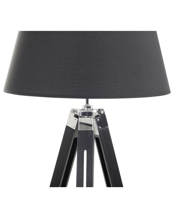 Golvlampa Svart Lampskärm Träben 143 cm Stativ Modernt Sovrum Vardagsrum