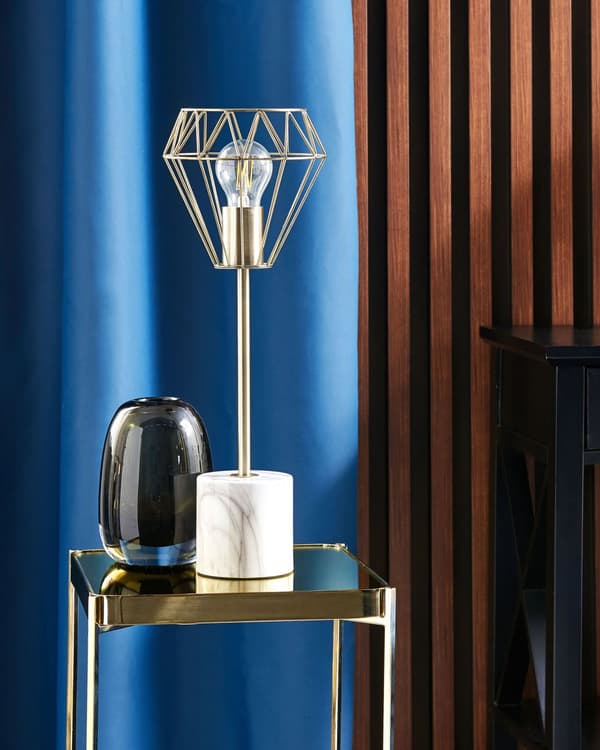Bordslampa i Mässing Färg Elegant Unik Metall Lampfot