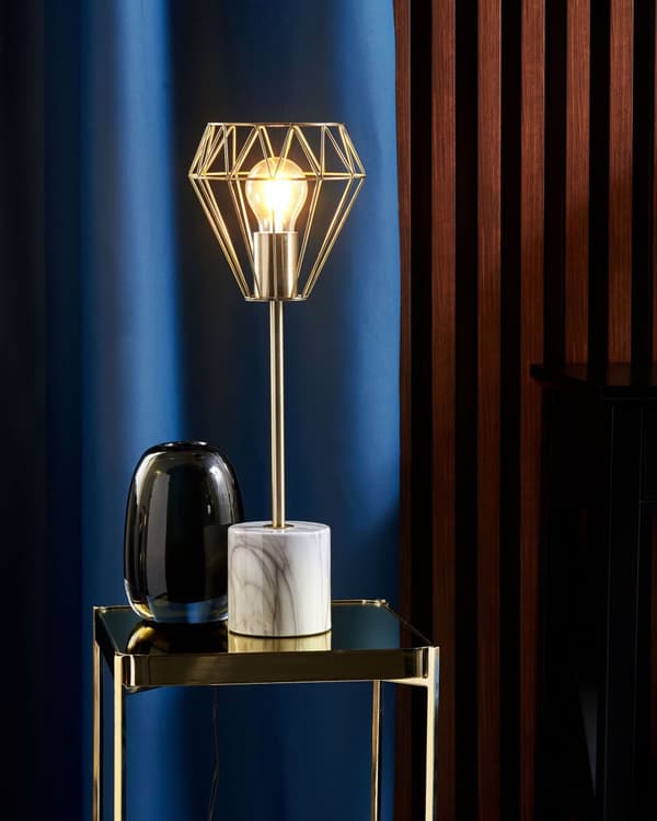 Bordslampa i Mässing Färg Elegant Unik Metall Lampfot