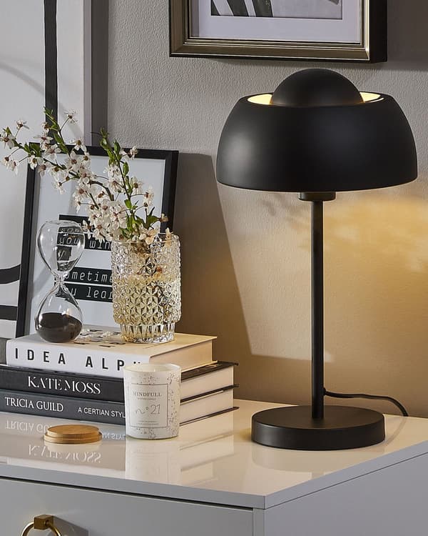 Bordslampa i Svart Glans Rund Bas